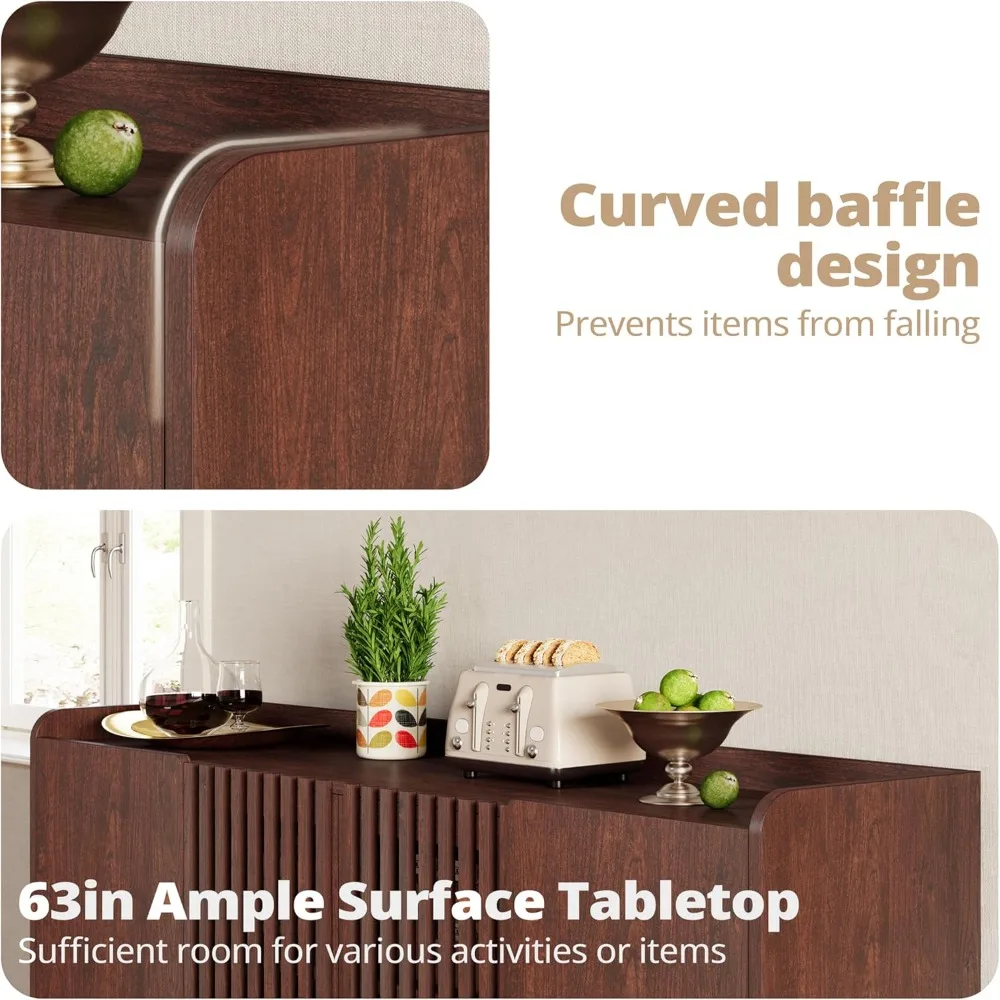 خزانة تخزين IRONCK، خزانة بوفيه مع أبواب شبكية ورفين قابلين للتعديل، خزانة جانبية لمنتصف القرن للمطبخ، وغرفة الطعام #6