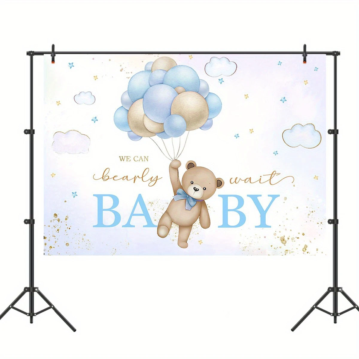 1pc 5x3ft We Can Bearly Wait Party Backdrop - Perfect For Boy Bear Baby Shower Party, Boy Photo Booth & Banner Decorations!