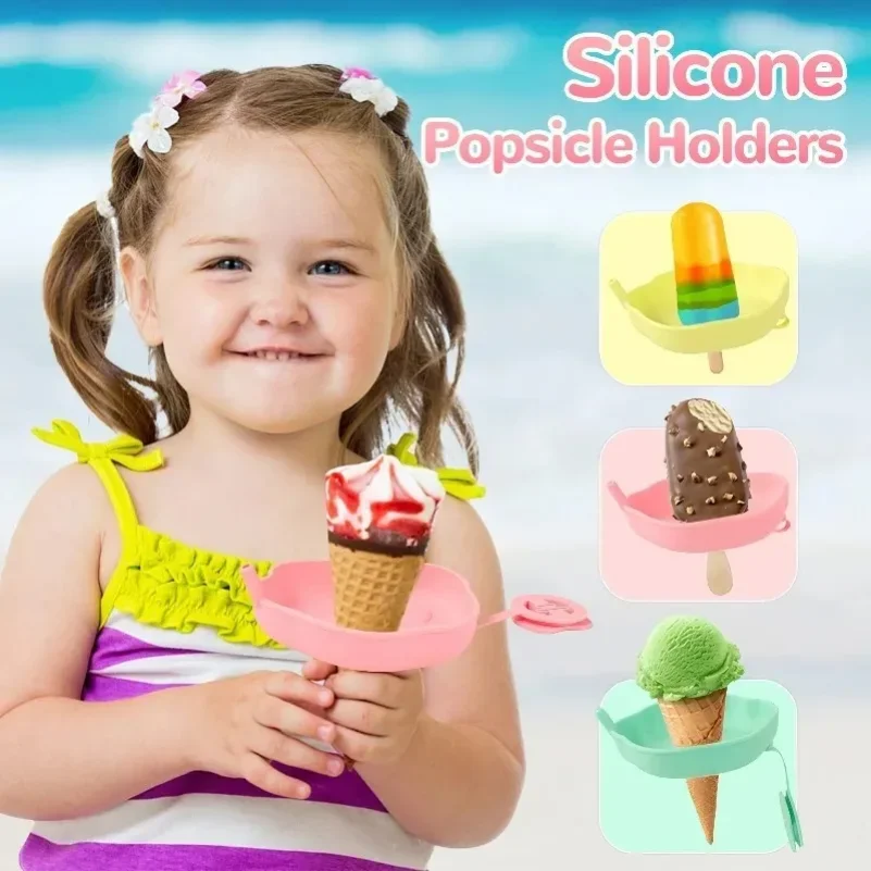 Silicone Leak Proof Ice Cream Rack Reusable Dirt Proof Bracket Suitable for Summer Gatherings Children's Dirt Proof Small Tools