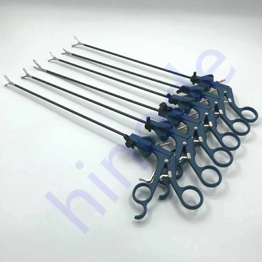 Medical Surgical Reusable Φ5mmx330mm Blue Laparoscope Laparoscopic Grasper Dissecting Forceps Tweezers Dissectors Handle