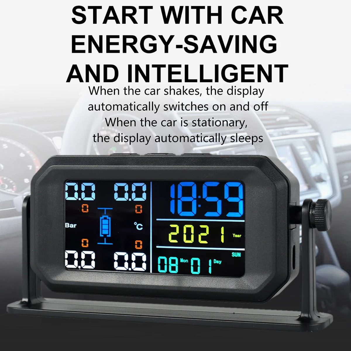 Tire Pressure Monitoring System Solar & USB Powered Tire Pressure Monitor IPX7 Waterproof Real-Time Tire Pressure Sensor