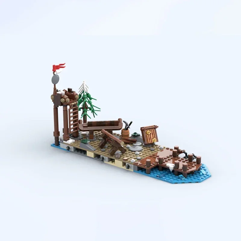 Moc Compatibile 21343 Viking Village House Espansione Nave medievale Building Blocks Mattoni Architettura Regali creativi per bambini