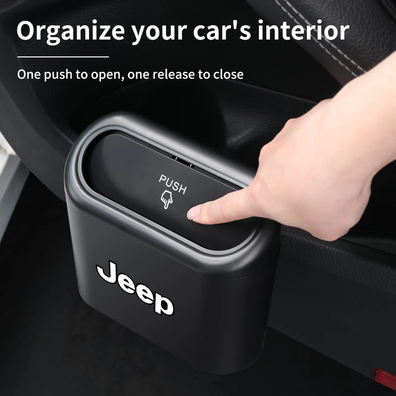 Car Trash Can Hanging Garbage Bin Pressing Box With Lid For Jeep Renegade Compass Grand-Cherokee Wrangler Wrangler-JK Cherokee