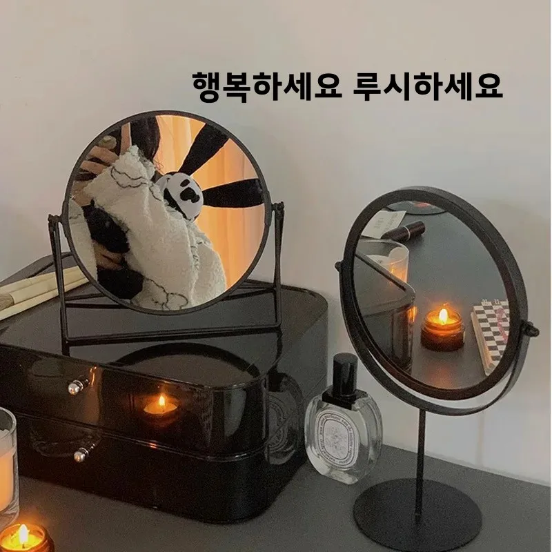 

Nordic Ins Small Rotating Desktop Makeup Mirror for Girls Portable Vanity Mirror with Heart Design for Dormitory And Home