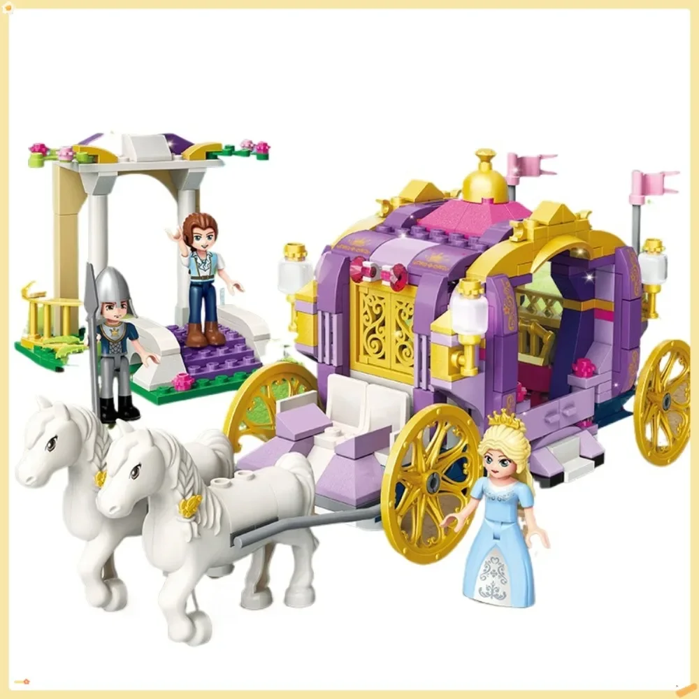 Keeppley Princess Leia Rose Corridor Flower Sea Castle Royal Carriage Girls Assemble Building Block Toy Models Kid Birthday Gift