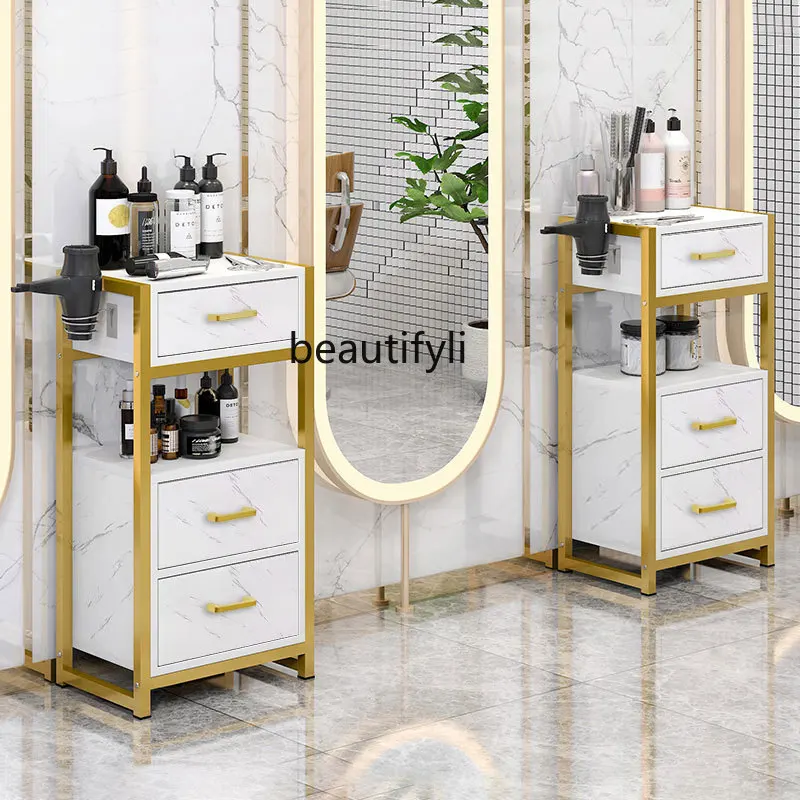 

Hair Salon Tool Cabinet High-End Storage Cabinet Movable Solid Wood Large Work Cabinet Locker