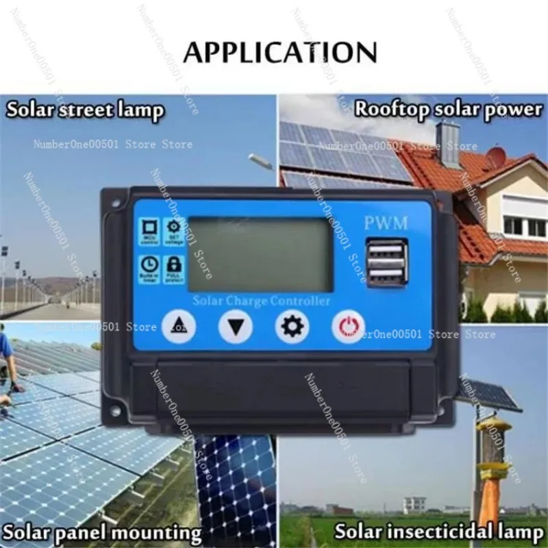 50A 40A 30A 20A 10A 12V 24V Auto PWM Solar Charge Controller