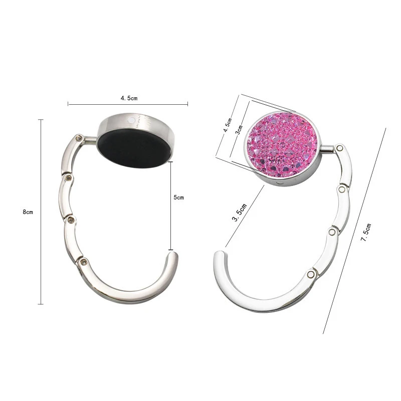 Portable Fashion Folding Crystal Alloy Purse Handbag Bag Hanger Hook Holder Table Hook Unique Bag Parts Accessories Gifts