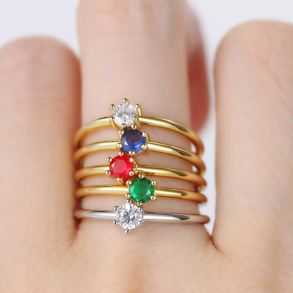 Little Thin Dainty Pinky Rings For Women Gold Color Zirconia Wedding Engagement Bride Finger Ring Jewellry Fashion Jewelry R246