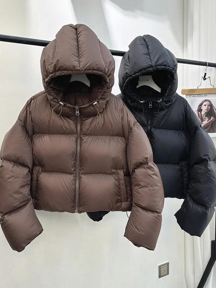 Women Puffy Coat Vintage Long Sleeve Casual Parkas Korean Winter Warm Thick All Match Solid Cotton Down Jackets Streetwear