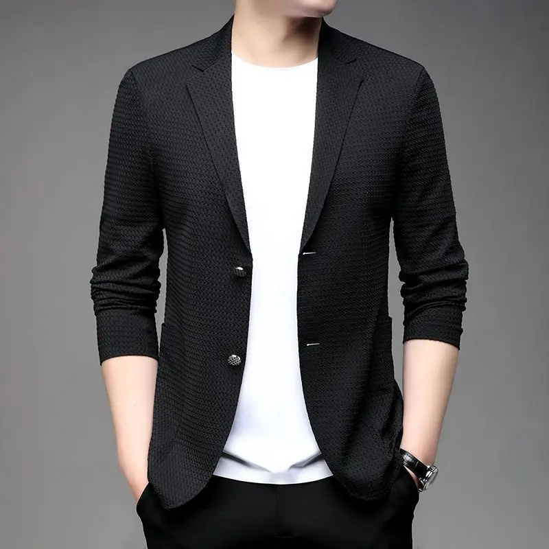 T824 Spring new business gentleman loose-fitting suit collar men's seamless fashionable all-match suit