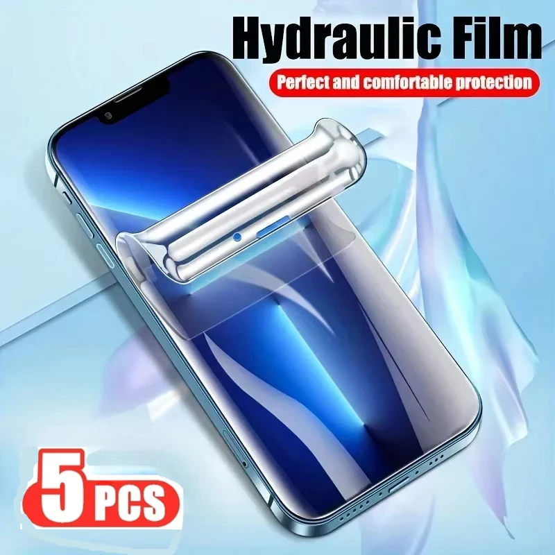 5Pcs Hydrogel Film Screen Protector Glossy Touch Sensitive Anti Scratch For iPhone 16 15 14 13 12 11 Pro Max Plus X XS Film