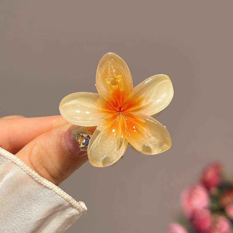 6 Stuks Hawaiiaanse Gradiënt Haarspeldjes Bloem Haar Klauwen Vrouwen Klein Formaat Mode Hoofddeksels Haarspeld Krab Barrette Haaraccessoires