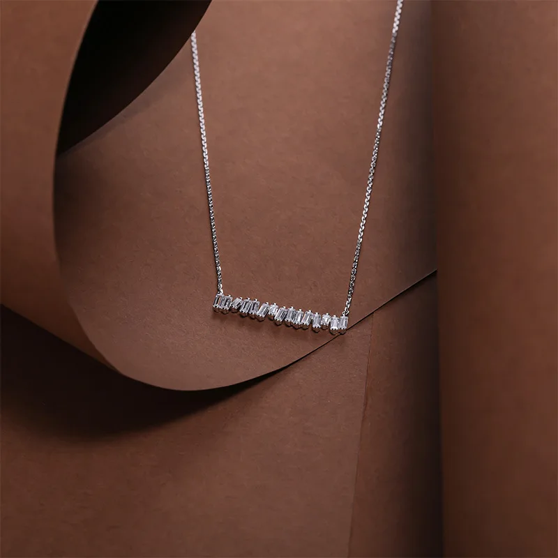 S925 sterling silver ins neck female niche fashion irregular zircon clavicle chain with silver neck