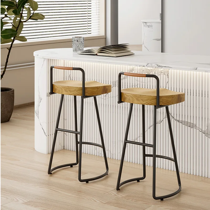 

Modern High Stool – Nordic Solid Wood Bar Chair, Commercial Kitchen Seat for Home or Milk Tea Shop, High Chair with Backrest