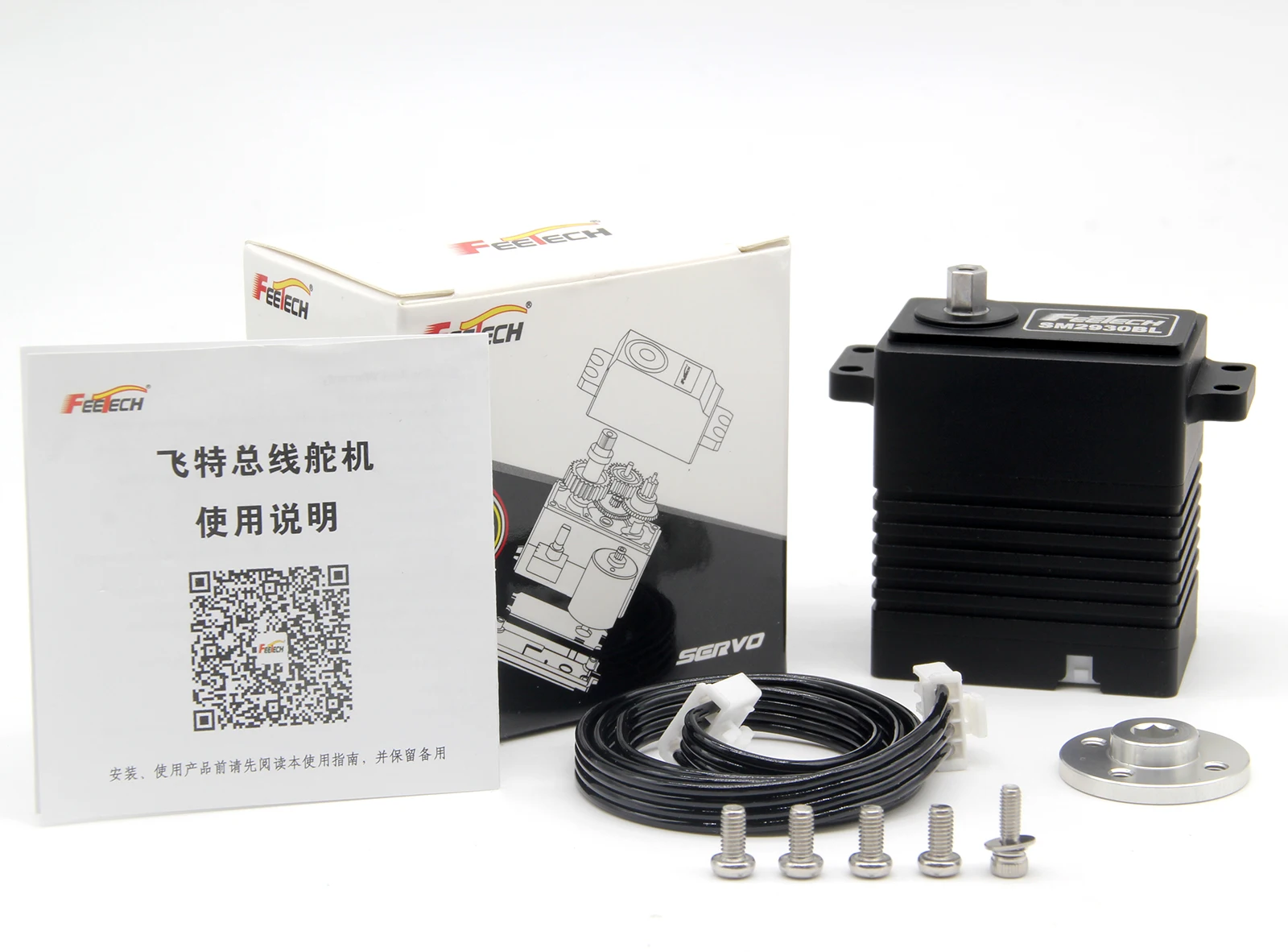 Feetech SM-2930-C001 30kg 24V 브러시리스 서보 모터 로봇 암 0.081초/60 °   RS485 시리얼 버스 PLC 제어 모드버스 360도 각도