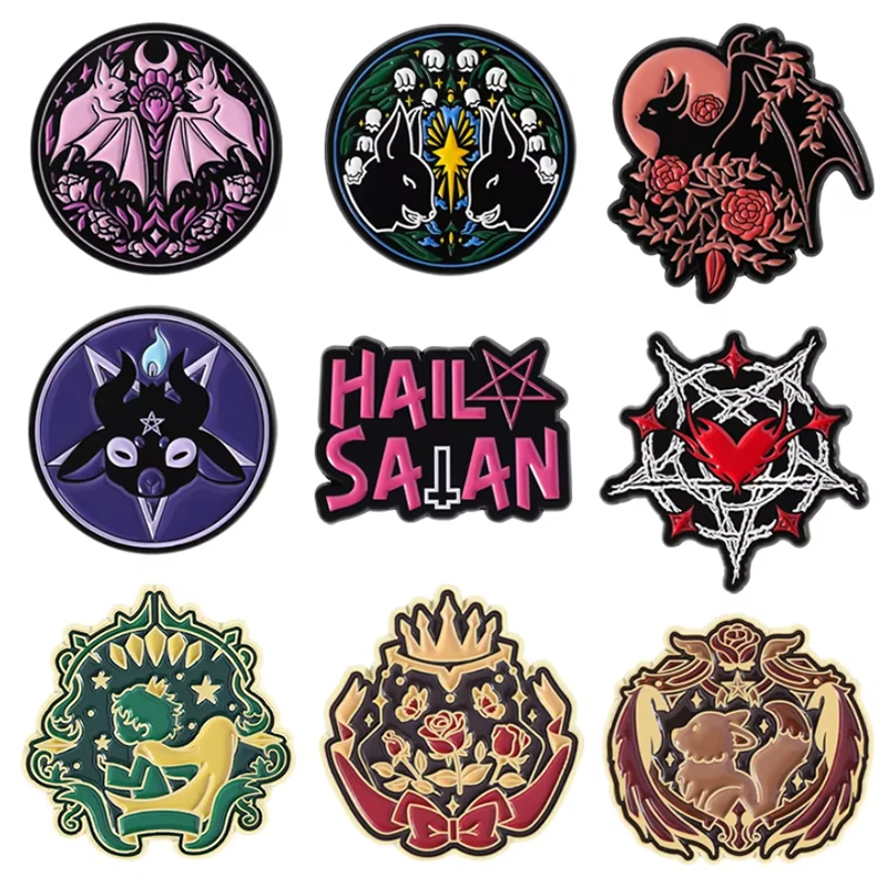 Hagel Satan Pentagramm Ziege Emaille Pins Satanic Lucifer Pagan Brosche Revers Abzeichen Weihnachten Schmuck Zubehör Geschenke für Freunde