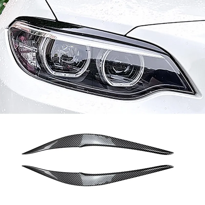 

Для BMW 2 серии F22 F23 2015-2019 автомобильные передние фары, полоски для отделки бровей, рамка, наклейка, цвет углеродного волокна, внешние аксессуары