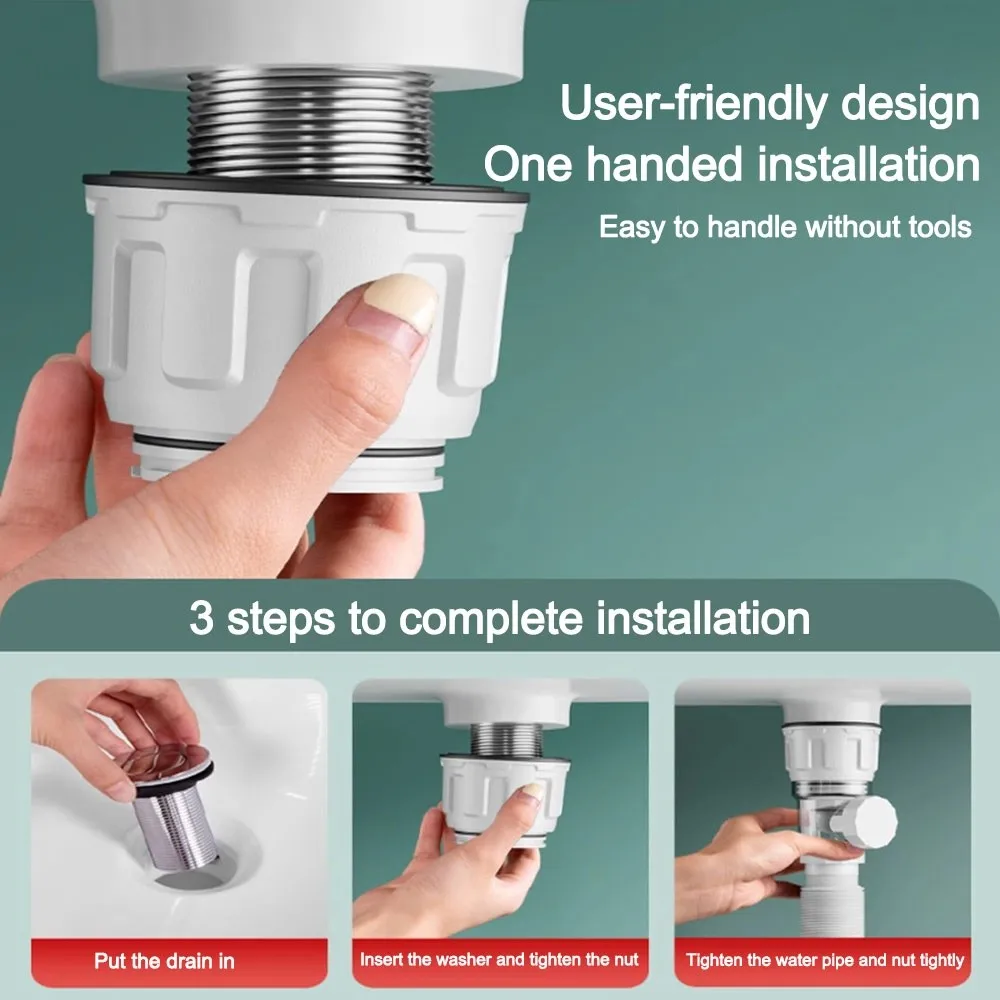 Retractable Flip Top Drain Pipe​​ Adjustable Length​​ ​​Easy Installation​​ ​​Kitchen Water Hose Strainer