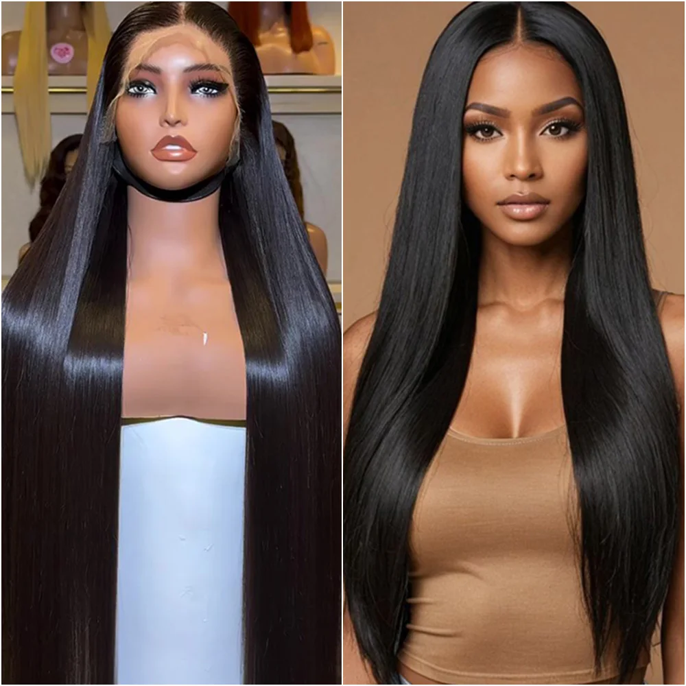 

200 Density Lace Front Human Hair Wig Brazilian HD Transparent Straight 30 38 Inch 13x6 Lace Frontal Wigs 360 Wigs for Women 5x5