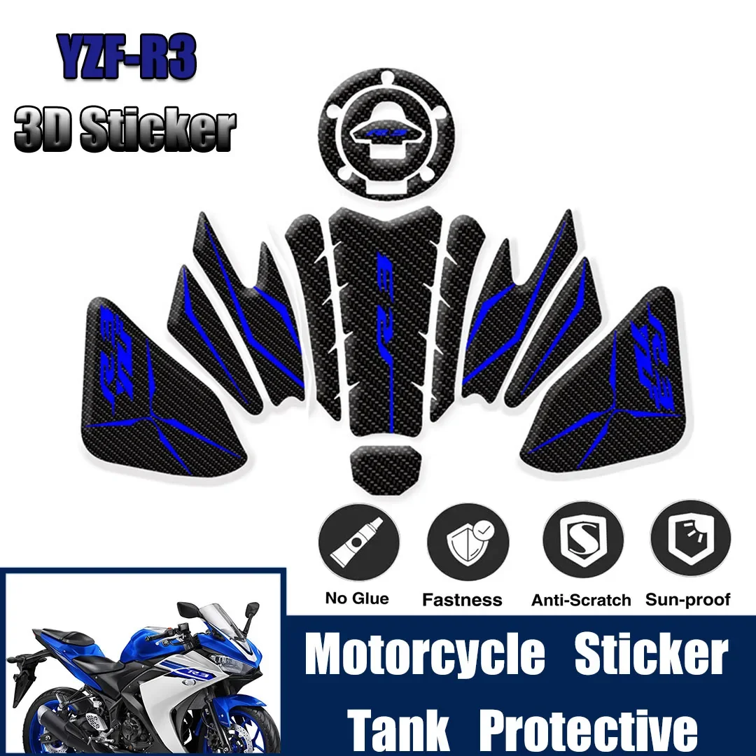 

Carbon For Yamaha YZF-R3 YZF R3 2015 2016 2017 2018 Motorcycle Sticker Non Slip Tank Traction Side Pad Protective Decal