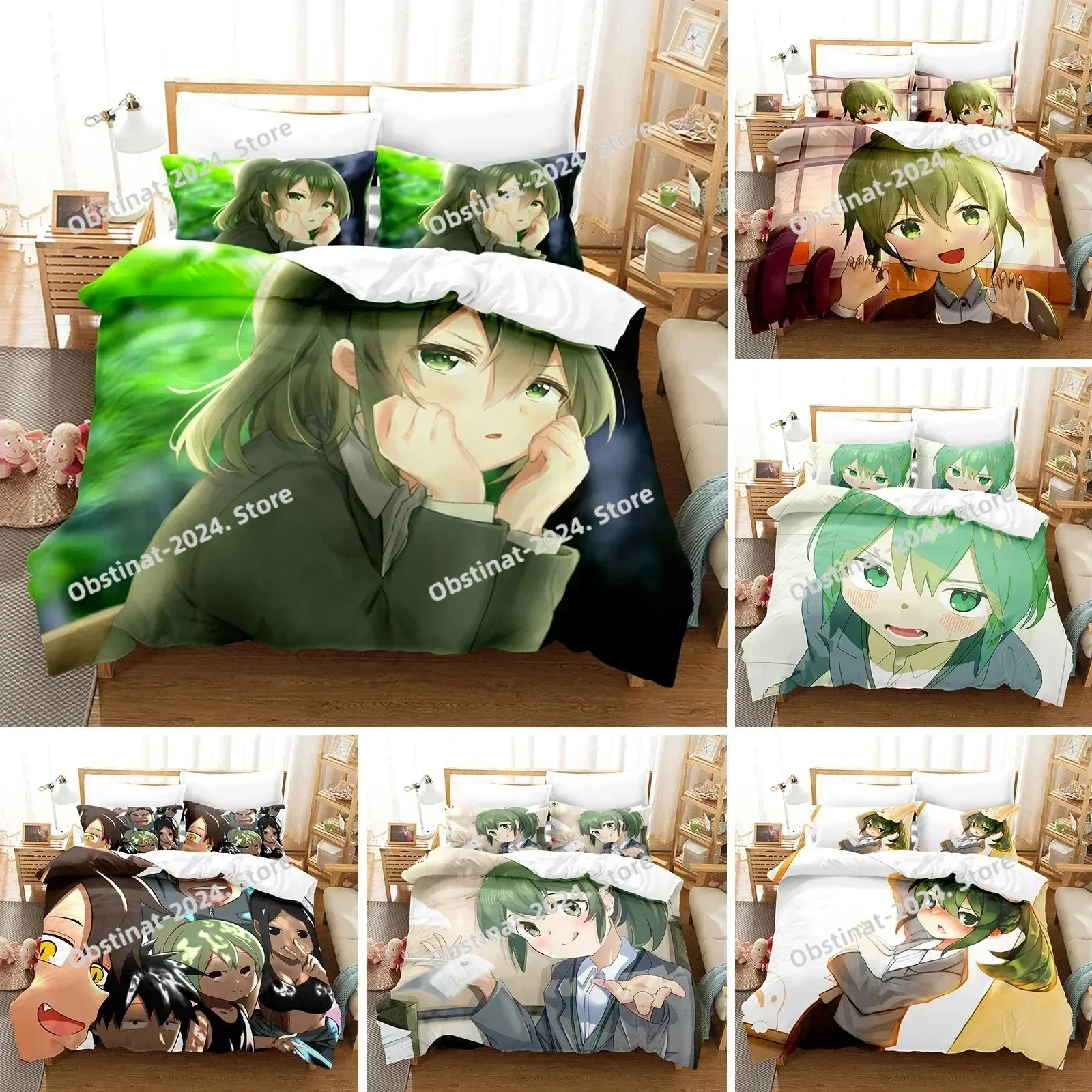3D Printed My Senpai Is Annoying Bedding Set Anime Duvet Cover Double Twin Full Queen King Adult Kids Bedclothes Quilt Cover