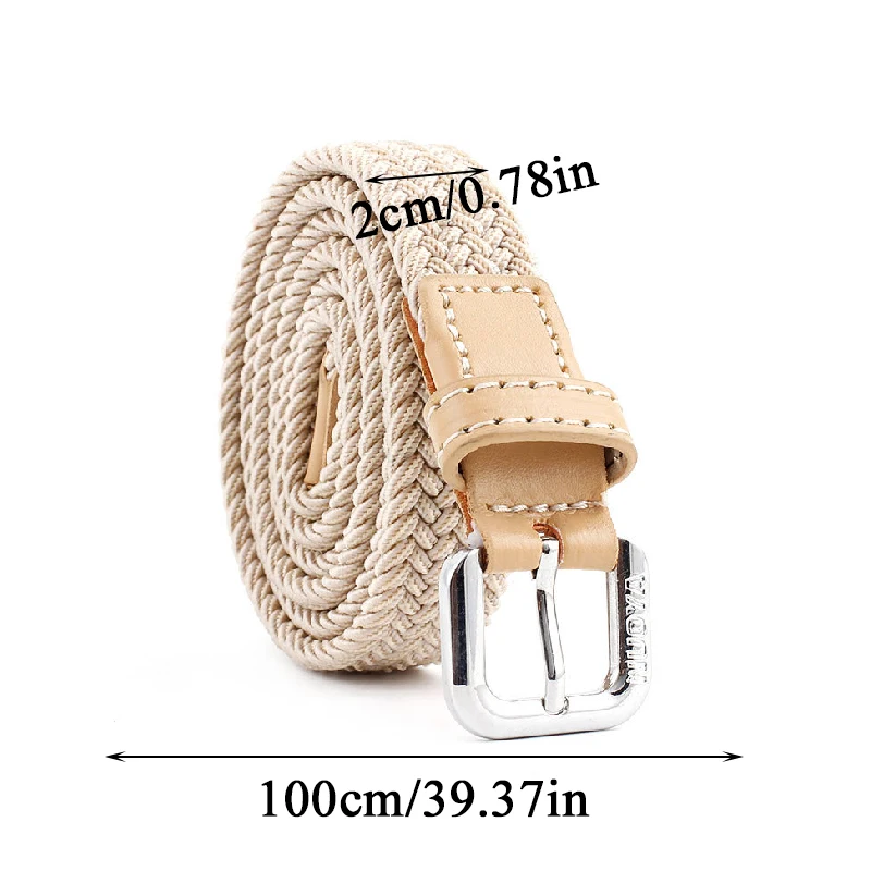 Unisex Casual Woven Belt Child Elastic Belts Men Canvas Elastic Belt Knitted Thin Waist Belts Jeans Alloy Pin Buckle Waistband