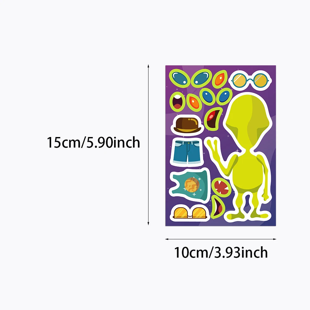 8PCS Space Planet Astronaut Collage Stickers Anime Cute Cartoon Puzzle DIY Hand Account Water Cup Refrigerator Stickers