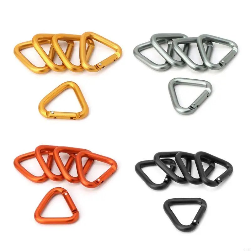 

Q84C 5pcs/set for Triangle Carabiner Aluminum Alloy Keychain Snap Clip Hook Buckle Screw Lock for Rock Climbing High-altitude