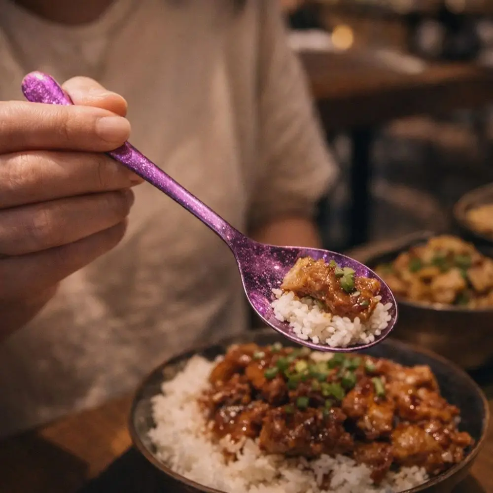 Rainbow Titanium Soup Spoon Corrosion-resistant Mildew-proof Meal Rice Ladle Thicken Comfortable Grip Dining Spoon