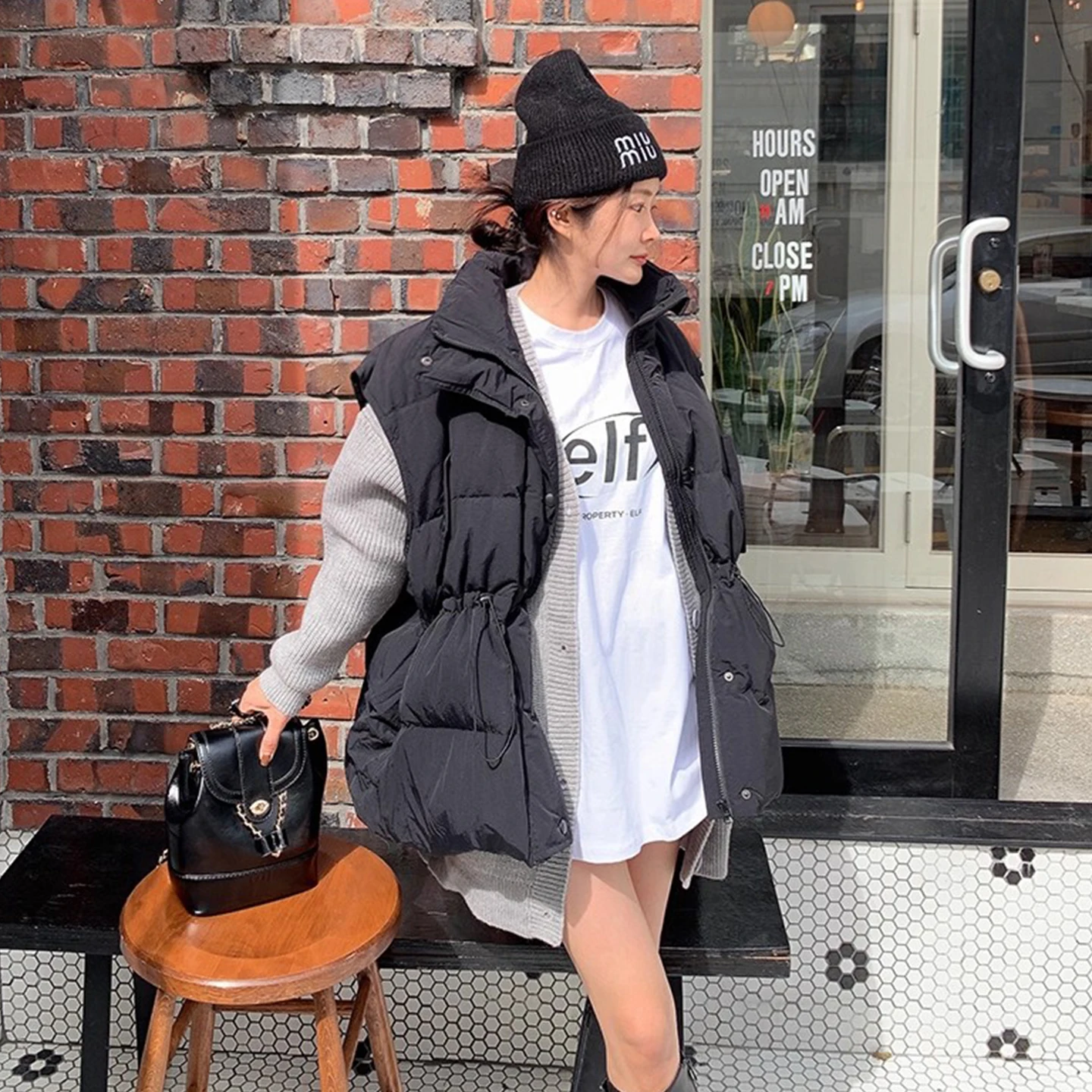 Damska bawełniana kamizelka wyszczuplająca, odzież wierzchnia, modna warstwowa kamizelka typu string, zimowa nowość, koreański luźny krój, długi rękaw.