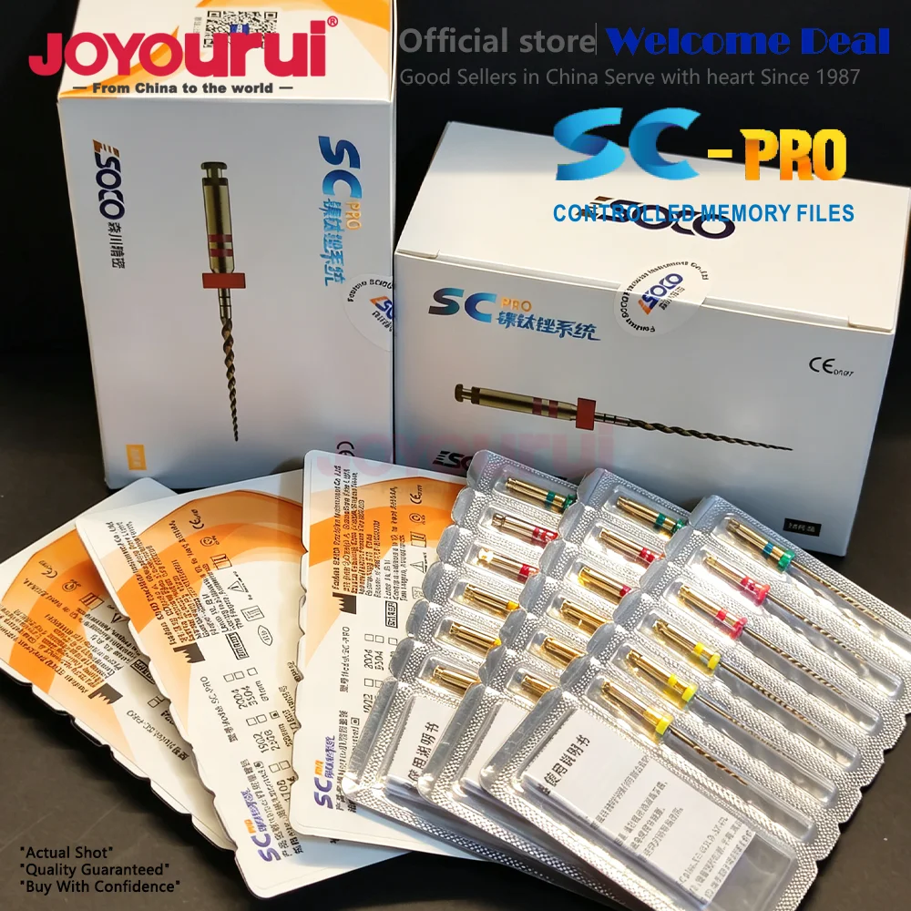 Lot de 6 Fils de Canaux Radiculaires Dentaires COXO SOCO SC SC-Pro, Fils Endodontiques Rotatifs en NiTi Activés par la Chaleur, Outils Dentaires 31mm 25mm