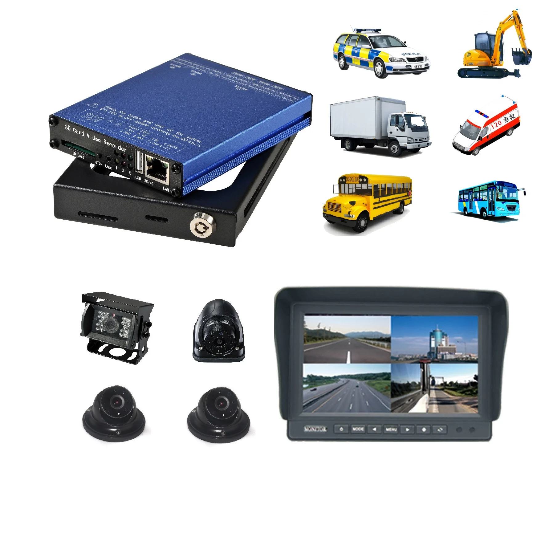 

Vehicle truck bus taxi car H.264 4CH 4G mobile dvr, 4G 1080P SD Card Video Recorder