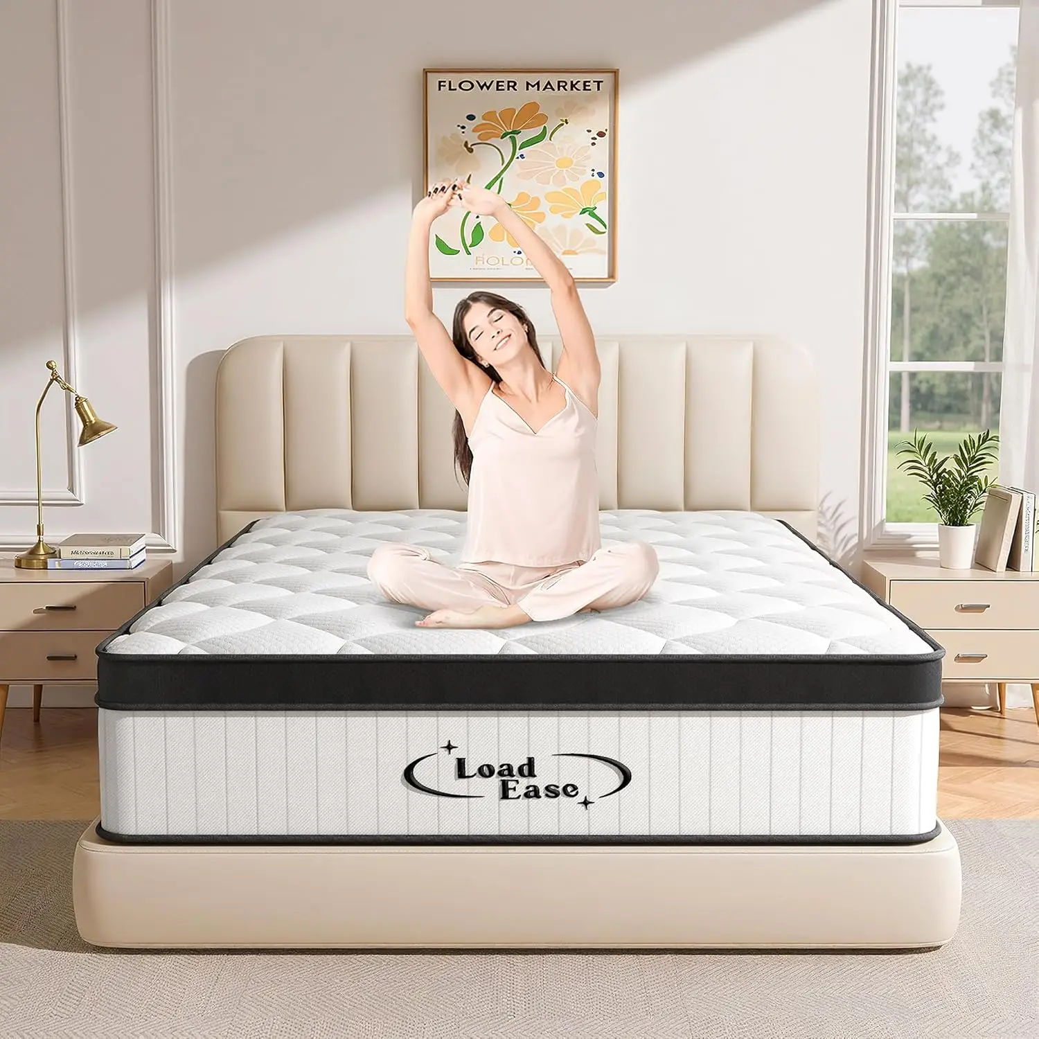 

Queen Size, 12 Inch Queen Hybrid Mattress in a Box, Medium Firm Memory Foam & Individually Wrapped Pocket Springs for Pain R