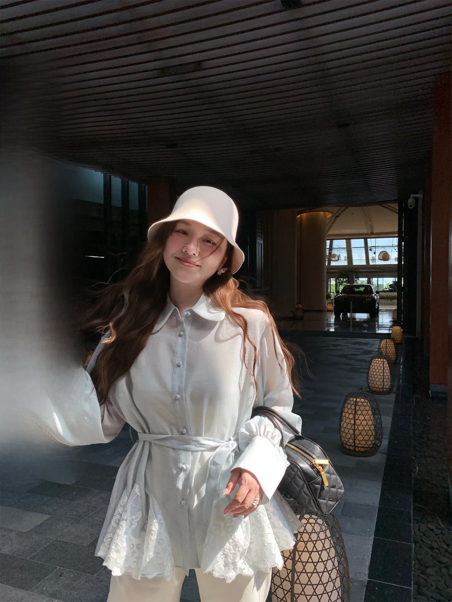 

Lace Trim Lightweight Wool irt Women's Loose Fit Casual Sle Polyester 55.6% Lyocell 4.8% Wool 2.6% Long Sve irt