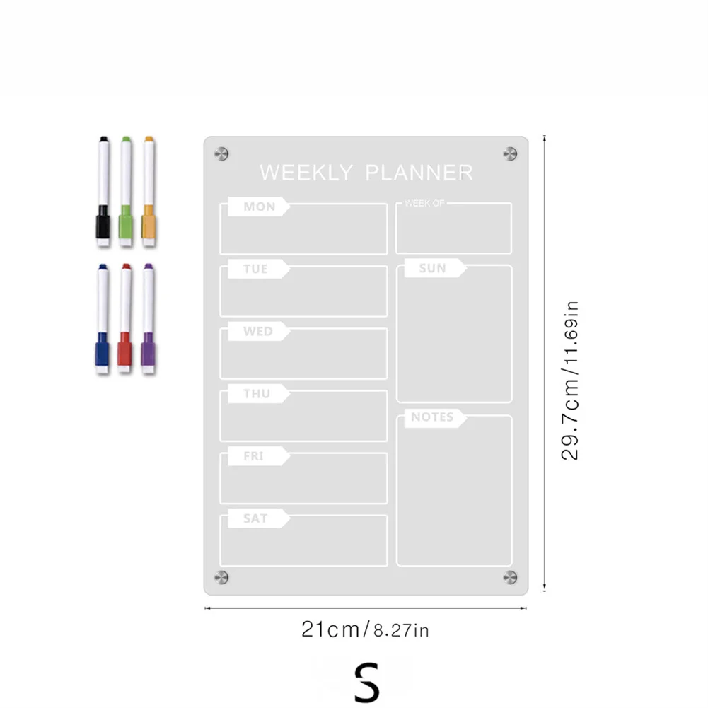 1pcs Acrylic Desk Calendar Magnetic Weekly Planning Board Desktop Whiteboard With 6 Markers For Home Office School