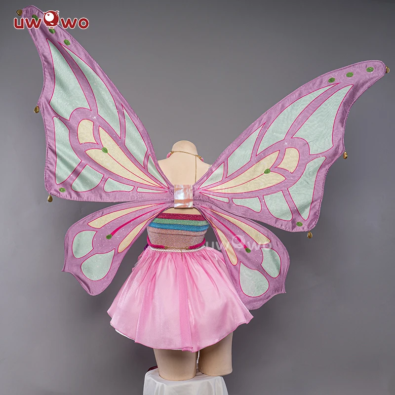 UWOWO Bloomm Enchantixx Flora Cosplay Costume Big Fairy Wings Cosplay Outfit Butterfly Fairy Girl Wing