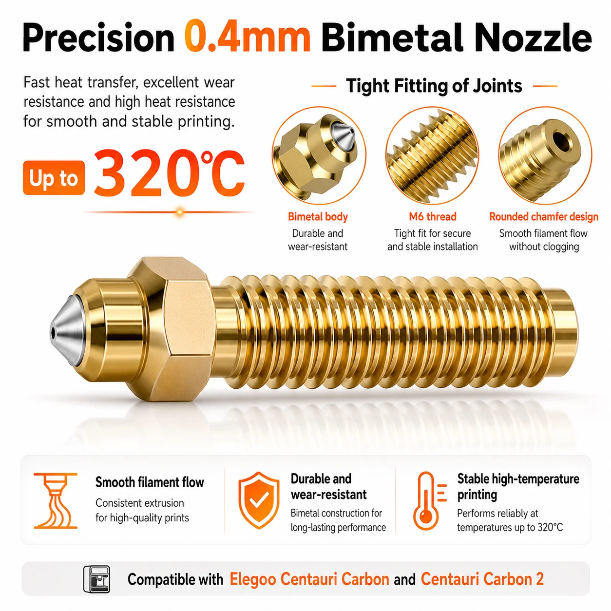 Upgrade-Hotend für Elegoo Centauri Carbon Düsenbaugruppe Keramik-Hotend-Kit Centauri Düse Hot End CC2 3D-Ersatzteile – Detail 2
