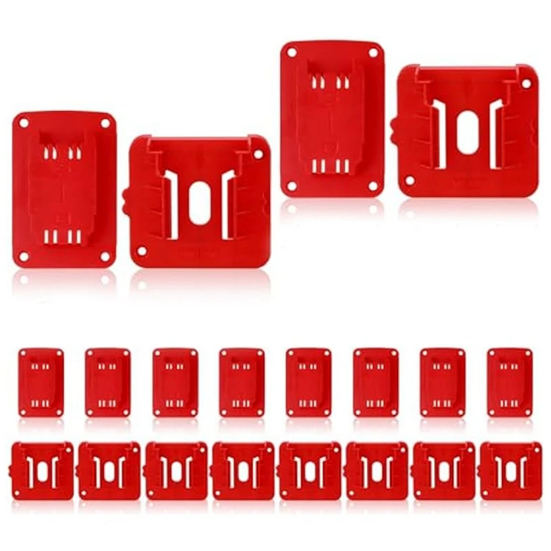 10Pcs Battery Base And Tool Battery Holder Wall Mount Batteries Storage Battery Mounts Dock Holder For Power Tool-Red