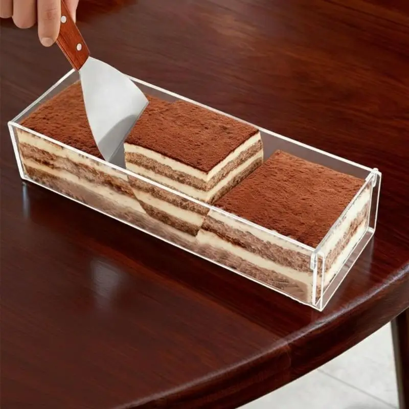 Transparent Tiramisu Box Tiramisu Container Multifunction Acrylic Sturdy Rectangular Baking Model For Wedding Kitchen Bakery