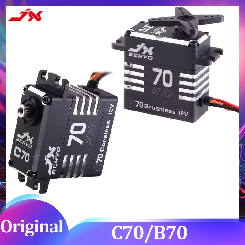 JX Servo C70/B70 72KG High Voltage Coreless Digital Steel Gears CNC Aluminum Shell Dual Bearings High Precision for RC Car Drone