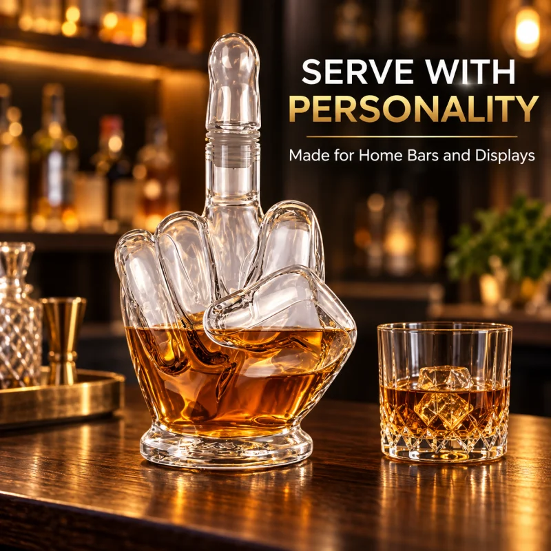 Decanter Novelty Finger Whiskey Decanter for Liquor Scotch Bourbon Alcohol Bottle Unique Liquor Bar and Party Decorations
