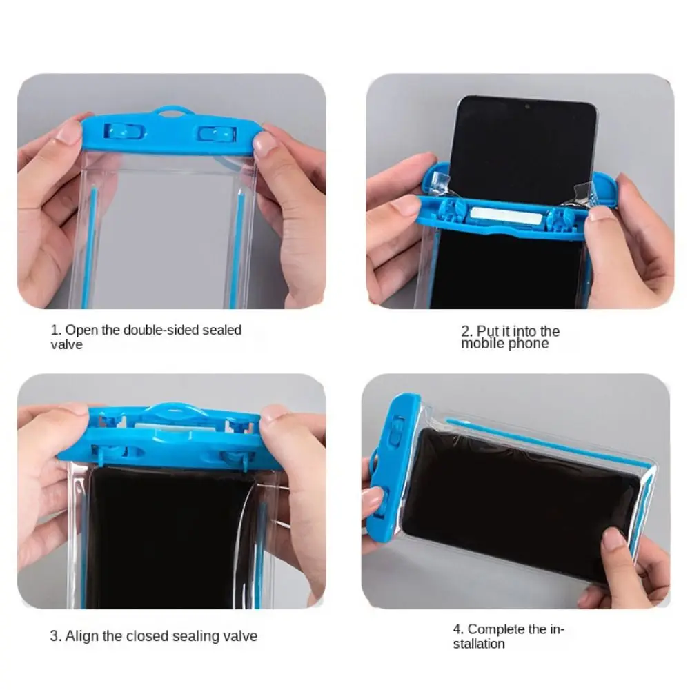 Luminous Waterproof Phone Case Transparent Touch Screen Underwater Phone Bag Sealable with Hanging Rope Swim Pouch