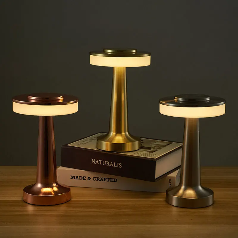 Metal Desk Lamp USB Rechargeable Portable Mood lig Touch Table Lamp Bedside Night Light for Bar KTV Hotel Coffee Shop Bedroom