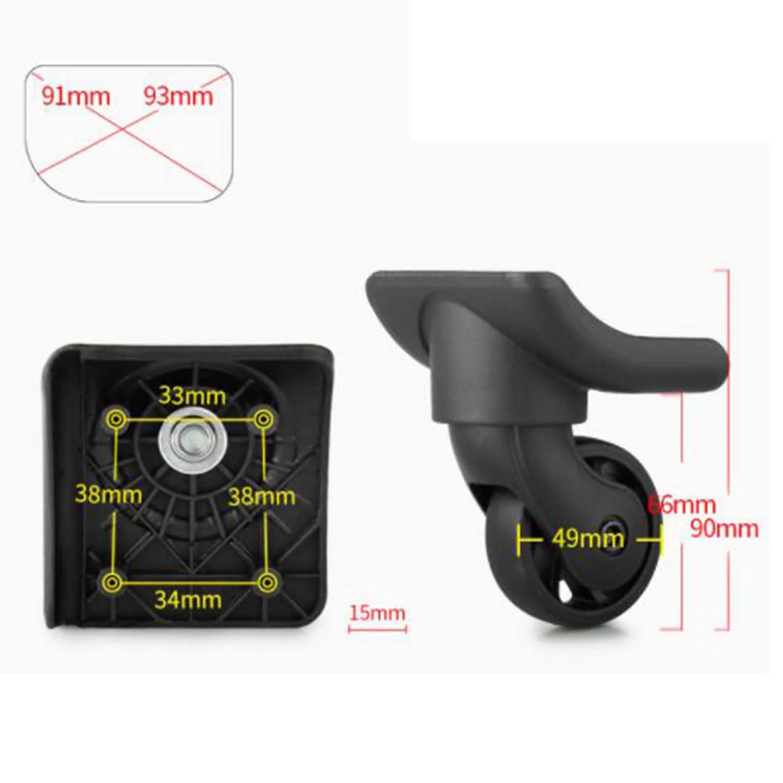 2 pezzi Ruote per bagagli con rotazione a 360 Rulli di ricambio Accessori Ruote girevoli per riparazione resistente per valigia da viaggio