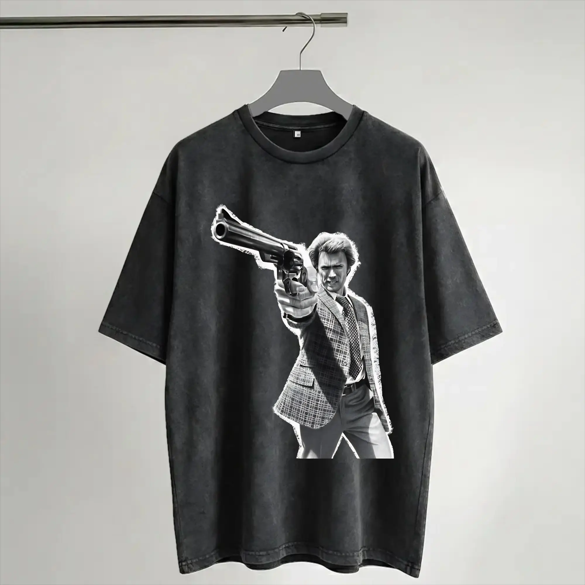 Dirty Harry Clint Eastwood Accessories Washed T Shirts for Men Women Streetwear Hip Hop T-Shirts Summer  Tees Tops Short Sleeve