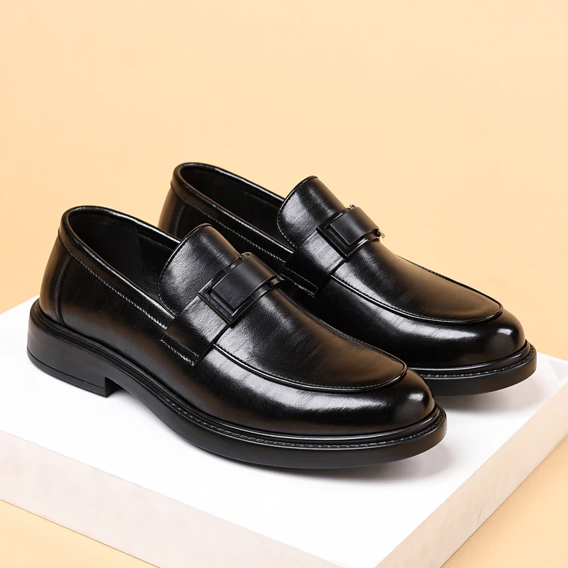 

Casual men's loafers Minimalist gentleman business classic style design Outdoor leisure street DRESS High quality shoes Black