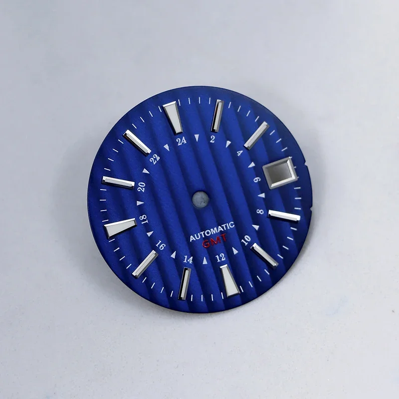 Watch Accessories Mod for NH34 GMT Bamboo Stripes Dial Skx007 Abalone MM Watch Dial NH35 Case 28.5mm GS Sunburst Blue Luminous