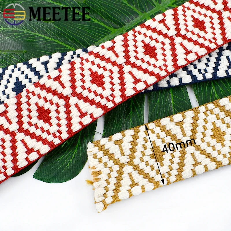 2/4Meters 38mm Ethnic Polyester Jacquard Ribbons Webbing Tape Clothes for Bag Strap DIY Textile Decor Sewing Accessory