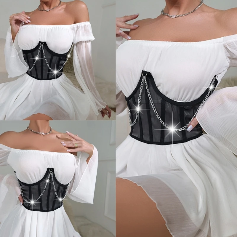 Ceinture Corset Large pour Robe de Style Punk, Sous le Buste, pour Femme